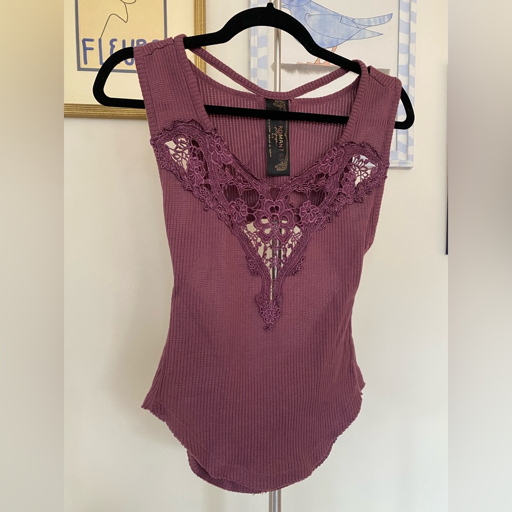 Free people purple lace tank - size m